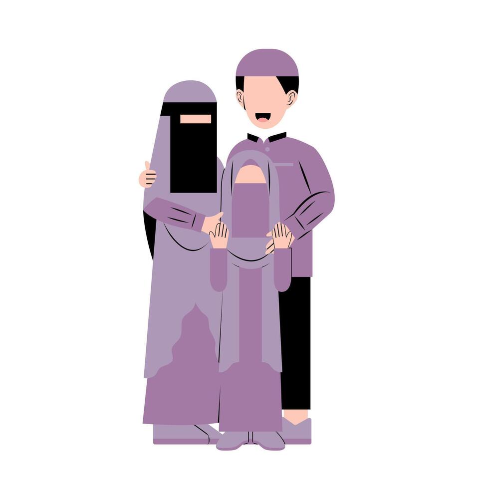 Flat Illustration Of Muslim Family vector