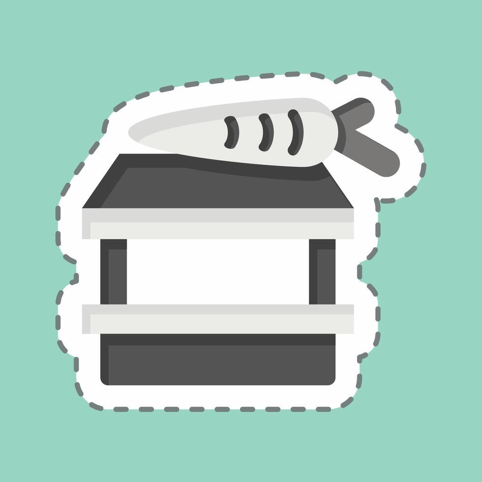 Sticker line cut Vegan Shop. related to Vegan symbol. simple design editable. simple illustration vector