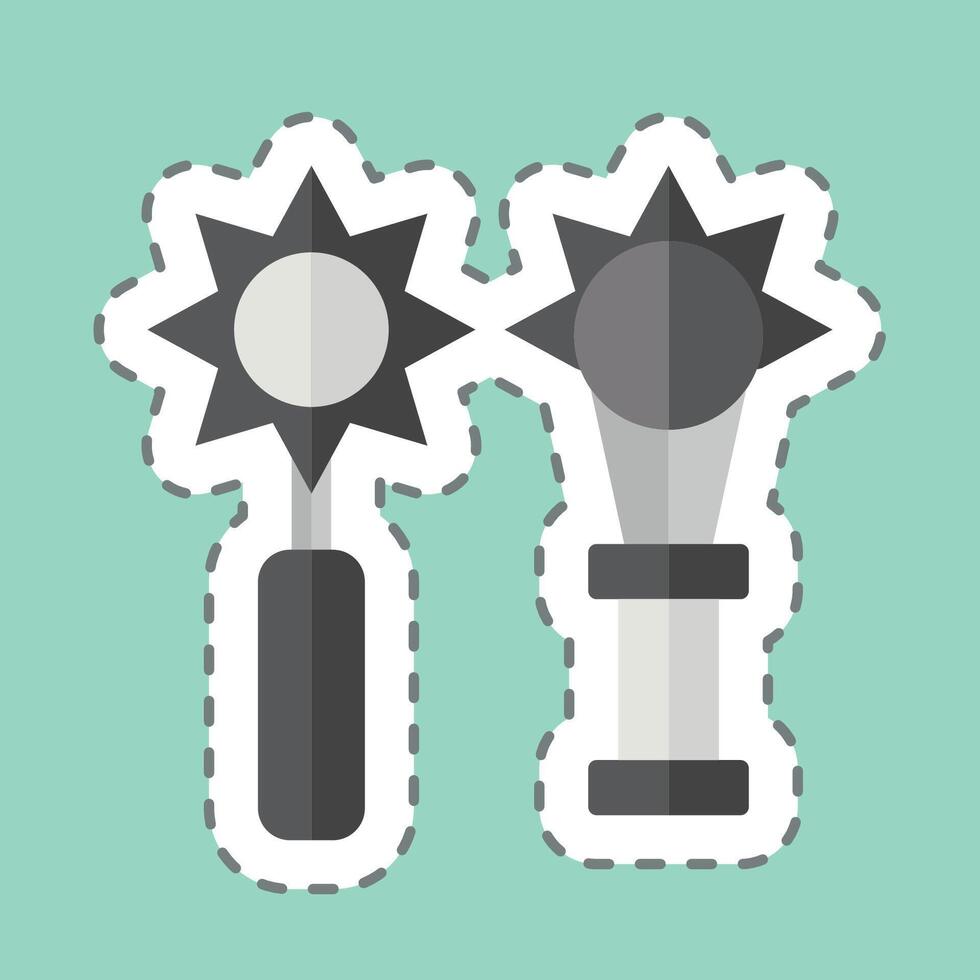 Sticker line cut Mace. related to Medieval symbol. simple design editable. simple illustration vector