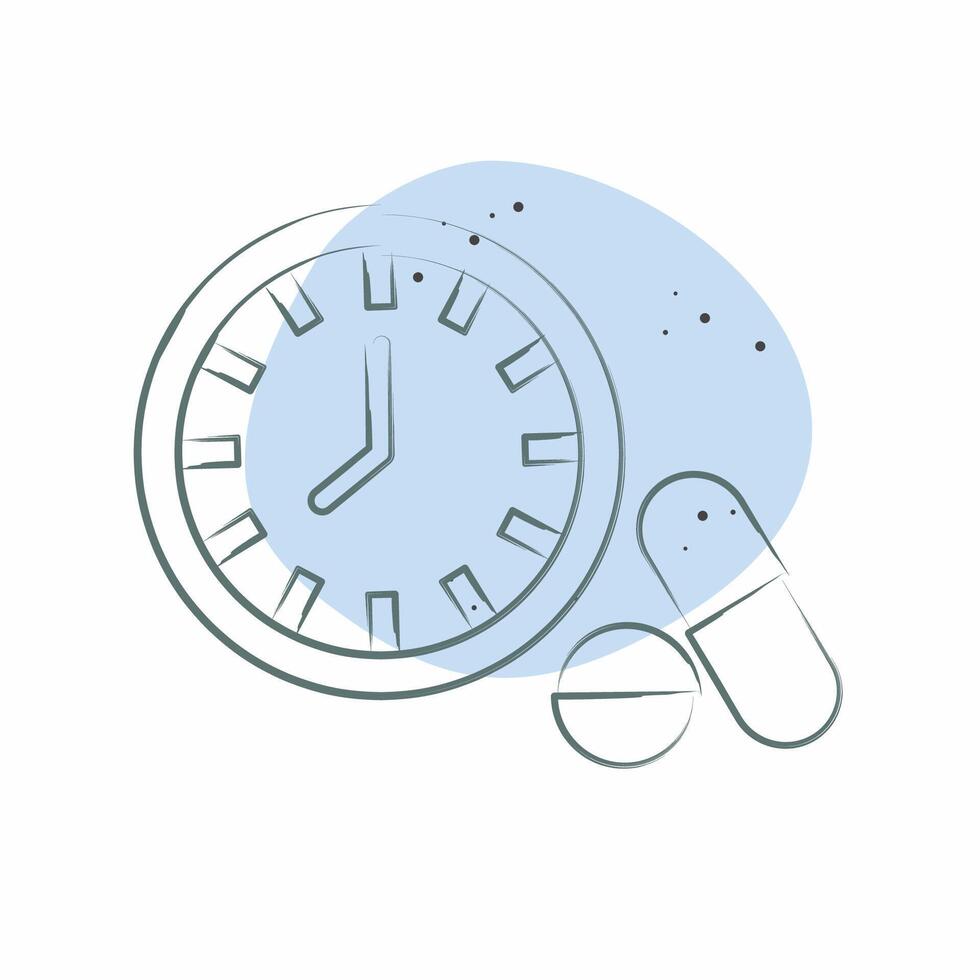 Icon Medication Timing. related to Hepatologist symbol. Color Spot Style. simple design editable. simple illustration vector