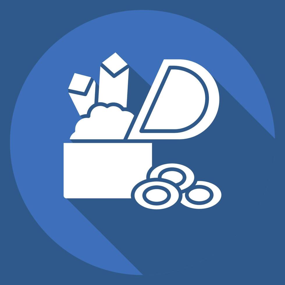 Icon Treasure Chest. related to Medieval symbol. long shadow style. simple design editable. simple illustration vector