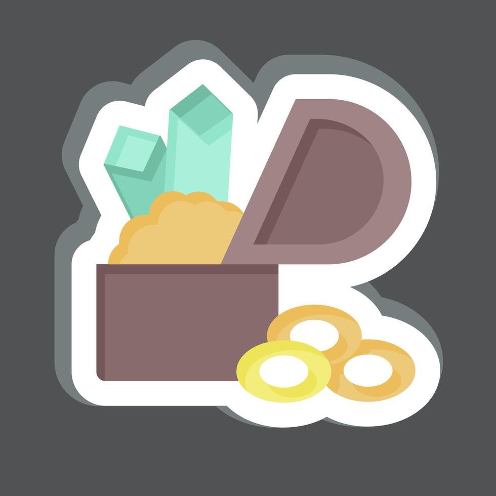 Sticker Treasure Chest. related to Medieval symbol. simple design editable. simple illustration vector