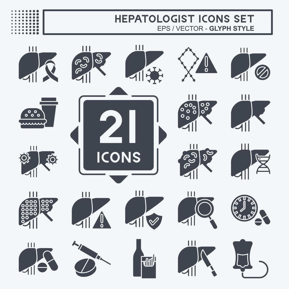 Icon Set Hepatologist. related to Health symbol. glyph style. simple design editable. simple illustration vector