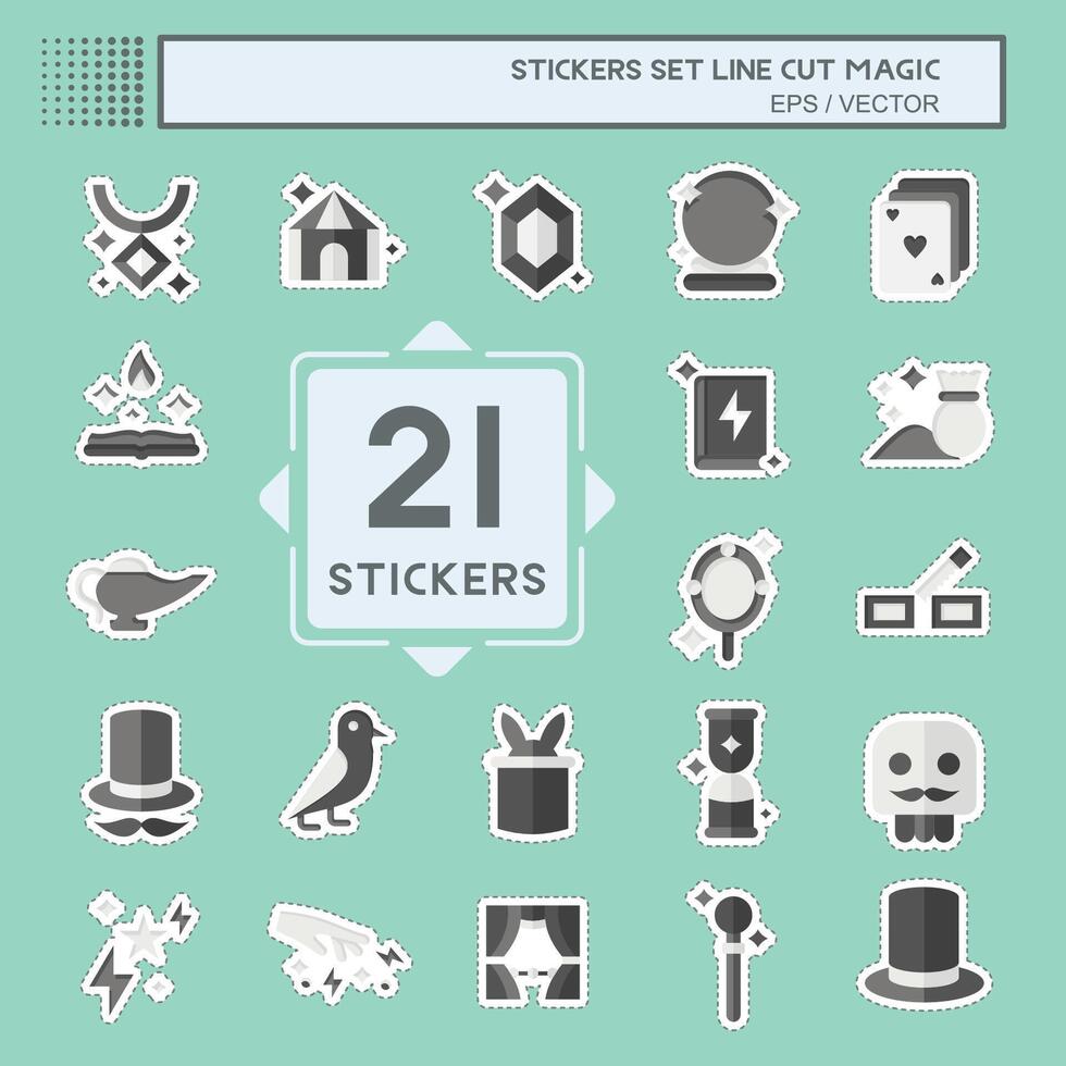 Sticker line cut Set Magic. related to Holiday symbol. simple design editable. simple illustration vector