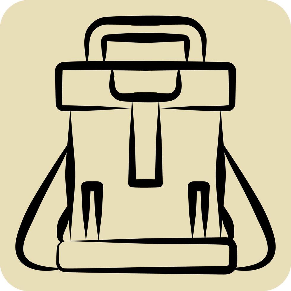 Icon Backpack. related to Hipster symbol. hand drawn style. simple design editable. simple illustration vector