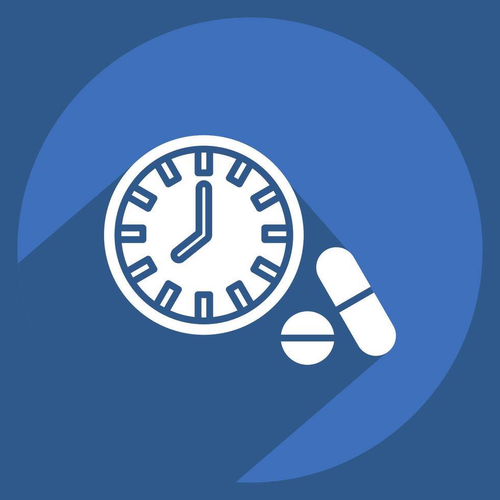 Icon Medication Timing. related to Hepatologist symbol. long shadow style. simple design editable. simple illustration vector