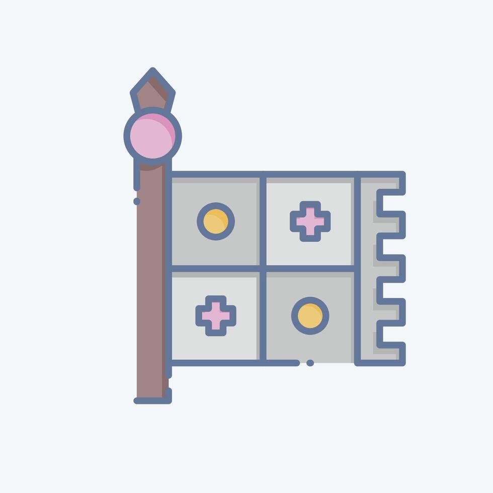 Icon Heraldic Flag. related to Medieval symbol. doodle style. simple design editable. simple illustration vector