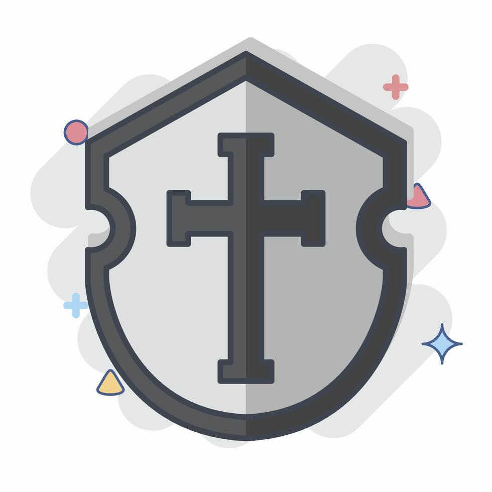 Icon Shield. related to Medieval symbol. comic style. simple design editable. simple illustration vector