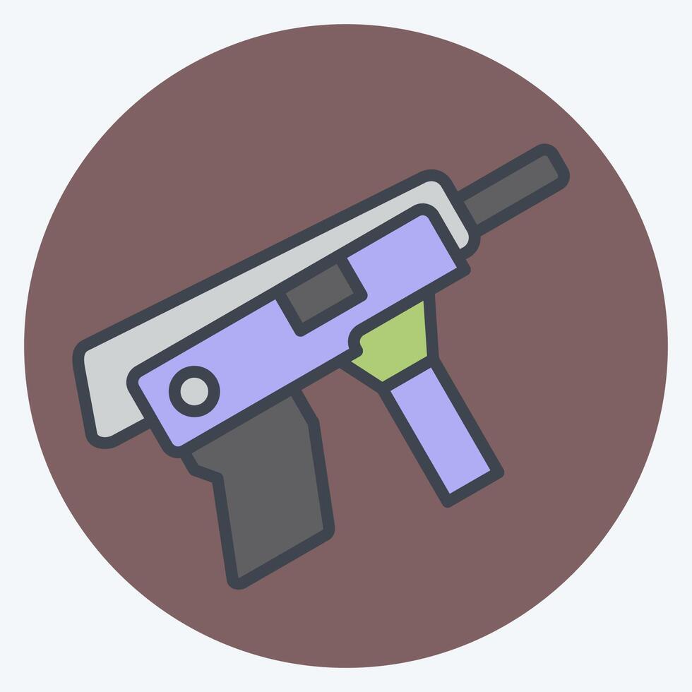icono metralleta pistola. relacionado a armas símbolo. color compañero estilo. sencillo diseño editable. sencillo ilustración vector