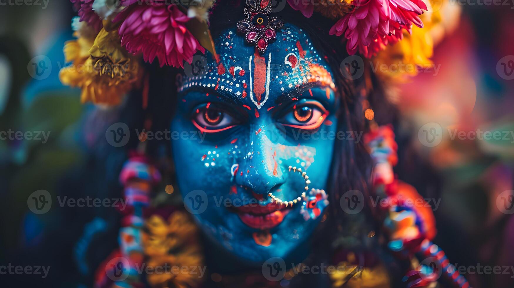 AI generated Head shot of Hindu Kali goddess statue photo