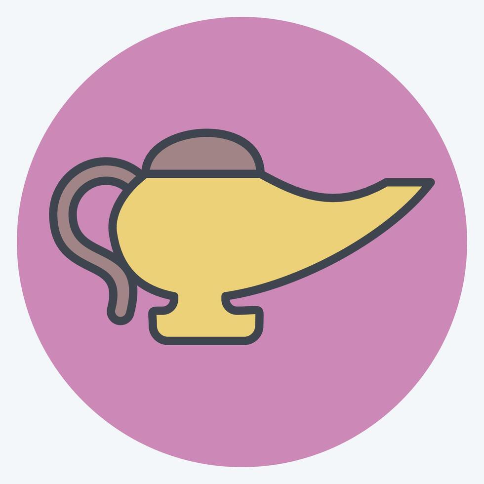 Icon Magic Lamp. related to Magic symbol. color mate style. simple design editable. simple illustration vector