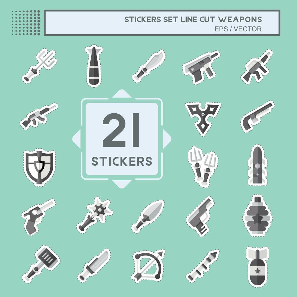 Sticker line cut Set Weapons. related toTools of War symbol. simple design editable. simple illustration vector