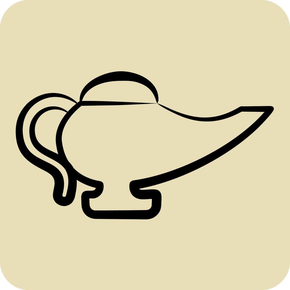 Icon Magic Lamp. related to Magic symbol. hand drawn style. simple design editable. simple illustration vector