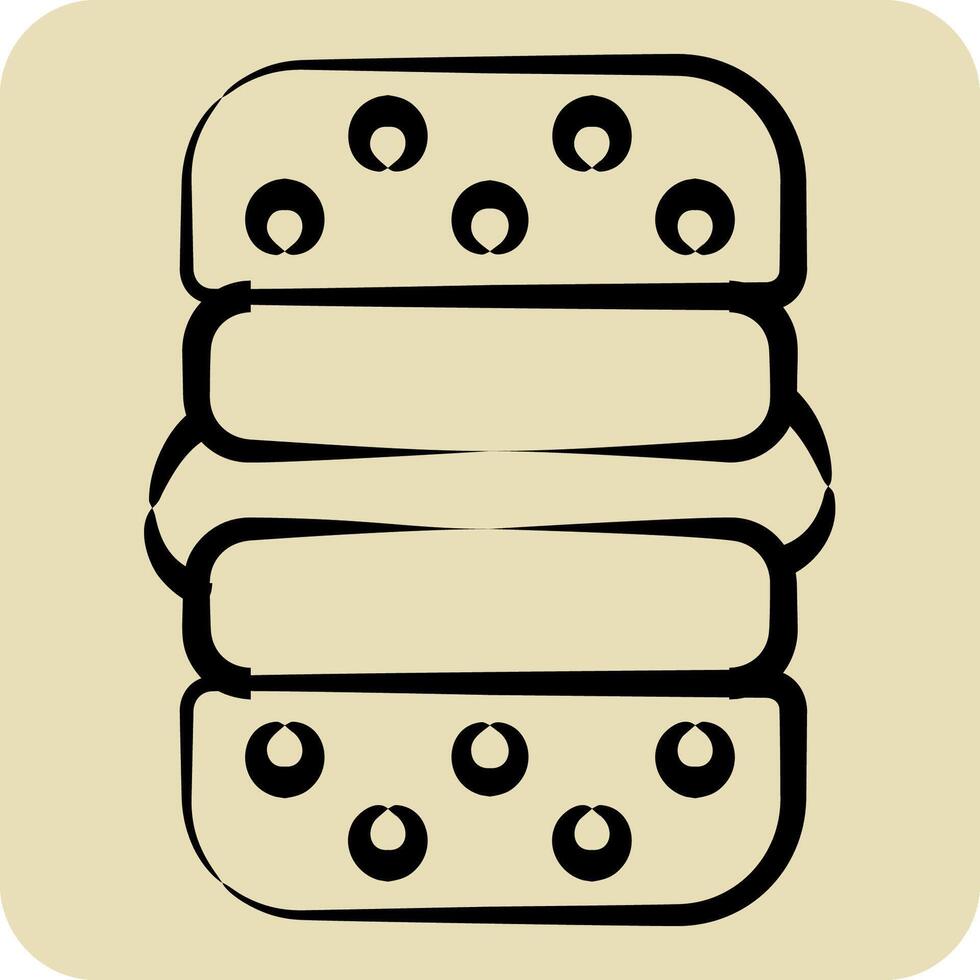 Icon Vegan Burger. related to Vegan symbol. hand drawn style. simple design editable. simple illustration vector