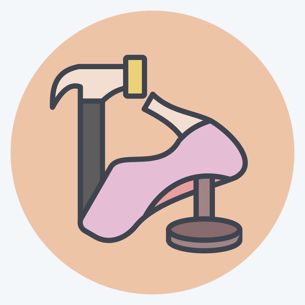Icon Hammer. related to Shoemaker symbol. color mate style. simple design editable. simple illustration vector