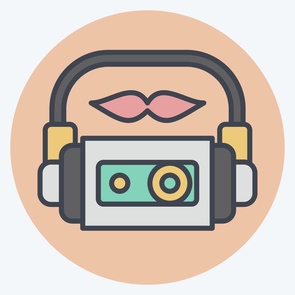 Icon Cassette. related to Hipster symbol. color mate style. simple design editable. simple illustration vector
