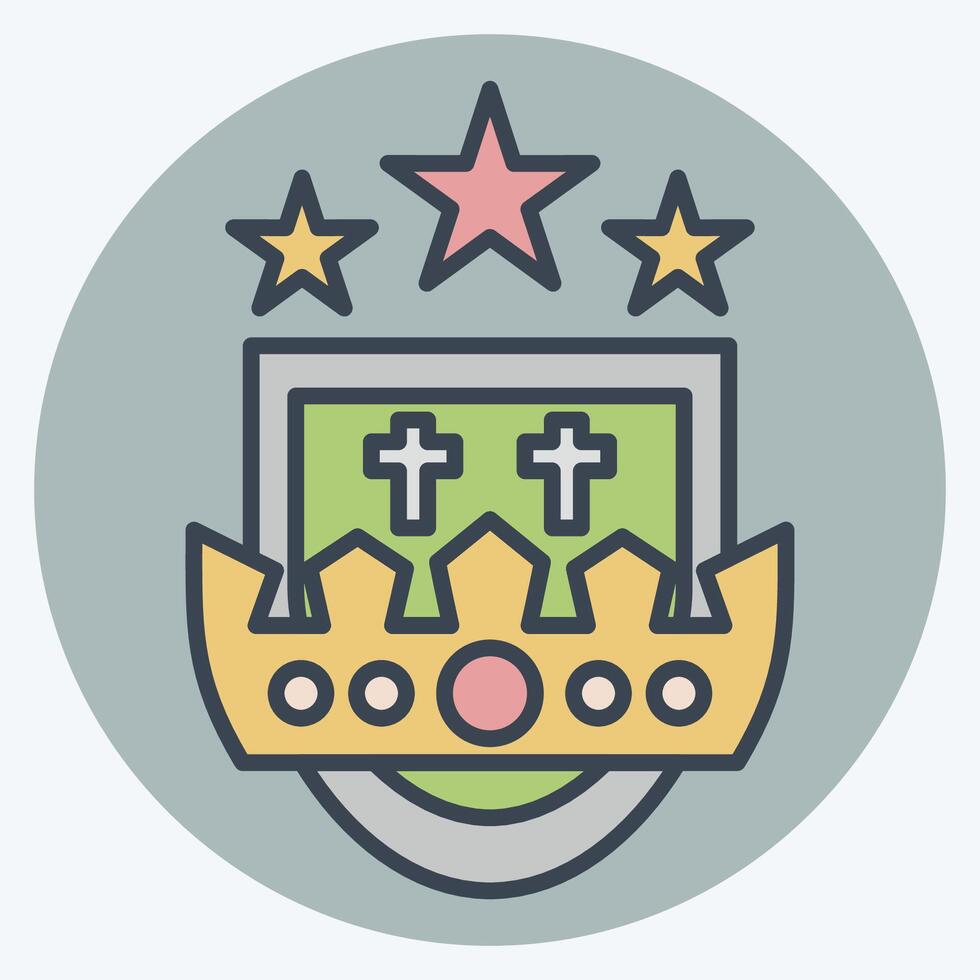 Icon Crest. related to Medieval symbol. color mate style. simple design editable. simple illustration vector