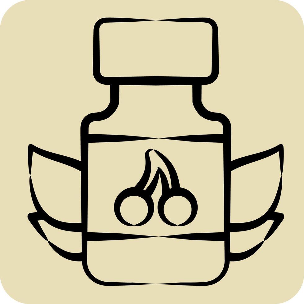 Icon Vitamins. related to Vegan symbol. hand drawn style. simple design editable. simple illustration vector