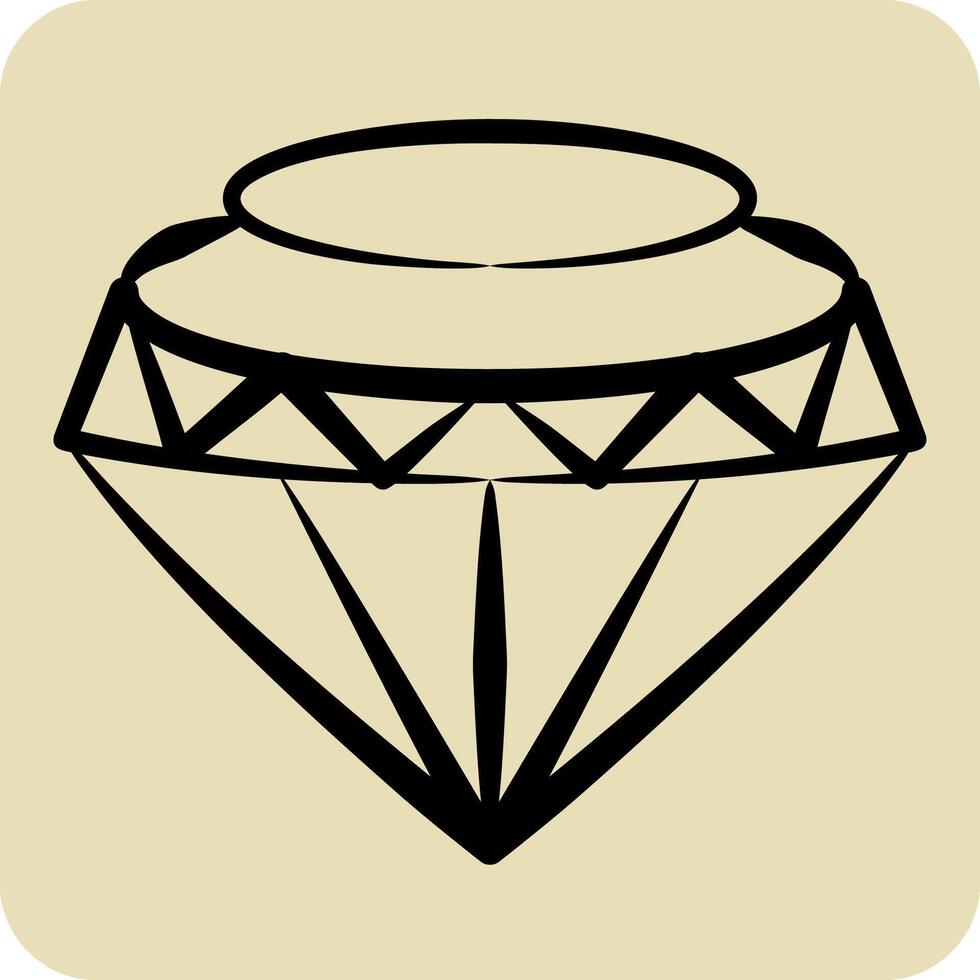 Icon Diamond. related to Hipster symbol. hand drawn style. simple design editable. simple illustration vector