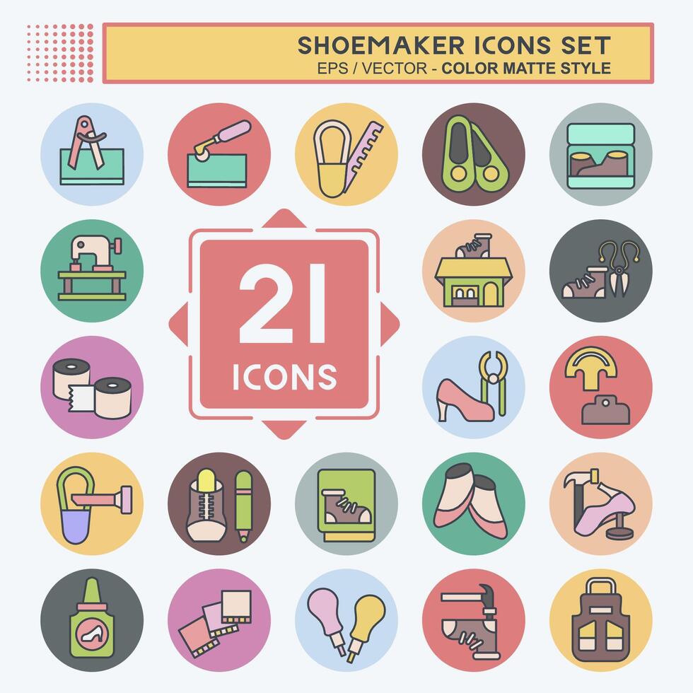 Icon Set Shoemaker. related to Shoes symbol. color mate style. simple design editable. simple illustration vector