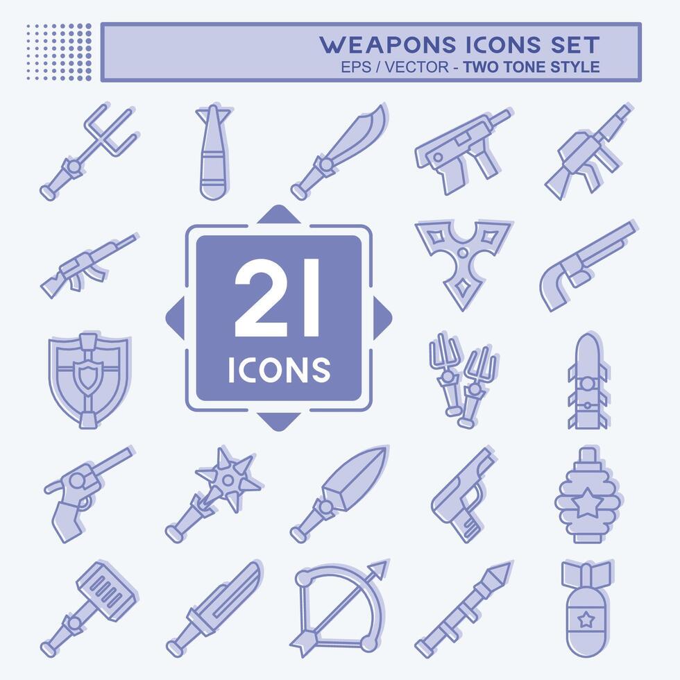 Icon Set Weapons. related toTools of War symbol. two tone style. simple design editable. simple illustration vector