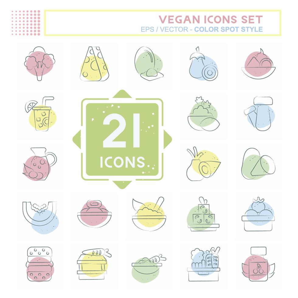 Icon Set Vegan. related to Vegetable symbol. Color Spot Style. simple design editable. simple illustration vector