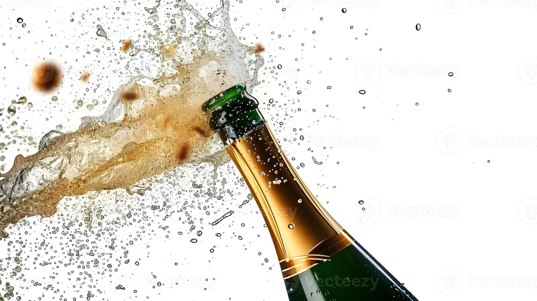 AI generated Celebration theme with splashing champagne. Christmas, New Year or Valentines day background. photo