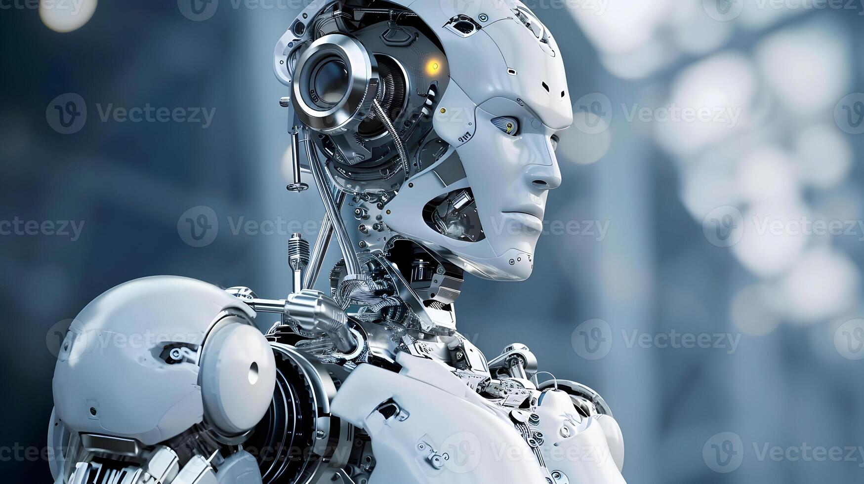 AI generated Futuristic robot with artificial intelligence. photo