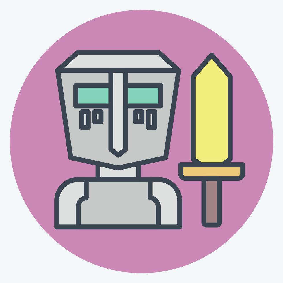 Icon Sword. related to Medieval symbol. color mate style. simple design editable. simple illustration vector