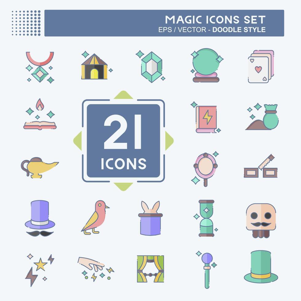 Icon Set Magic. related to Holiday symbol. doodle style. simple design editable. simple illustration vector