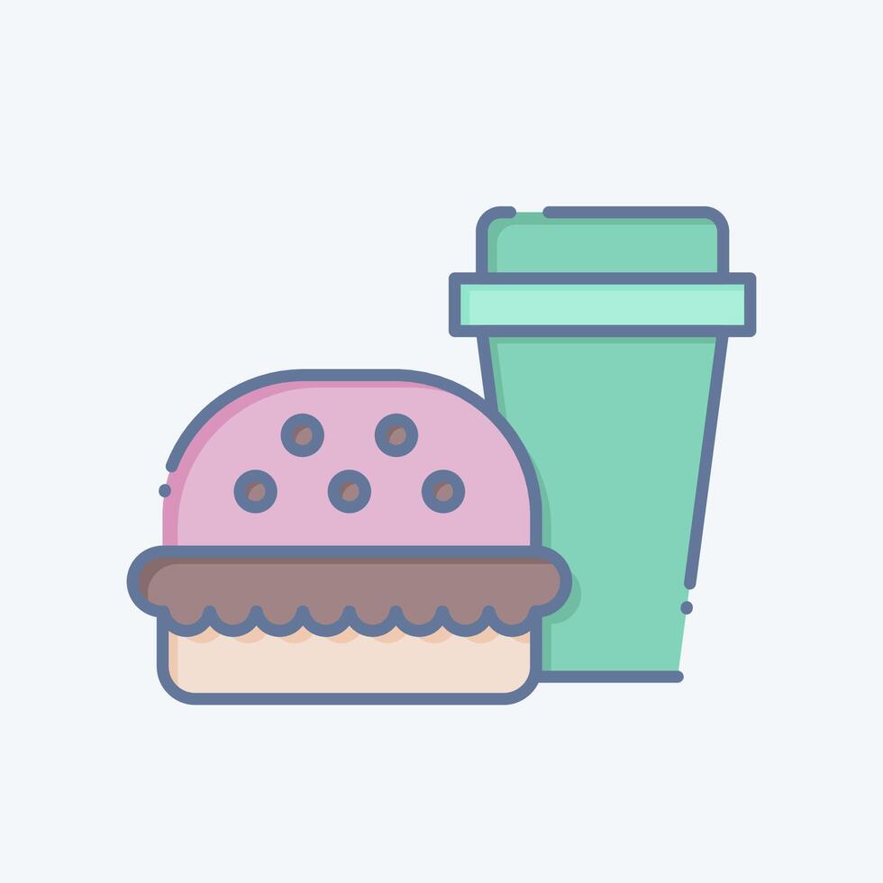 Icon Fast Food. related to Hepatologist symbol. doodle style. simple design editable. simple illustration vector