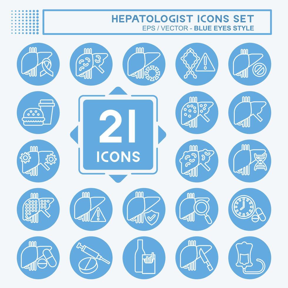 Icon Set Hepatologist. related to Health symbol. blue eyes style. simple design editable. simple illustration vector