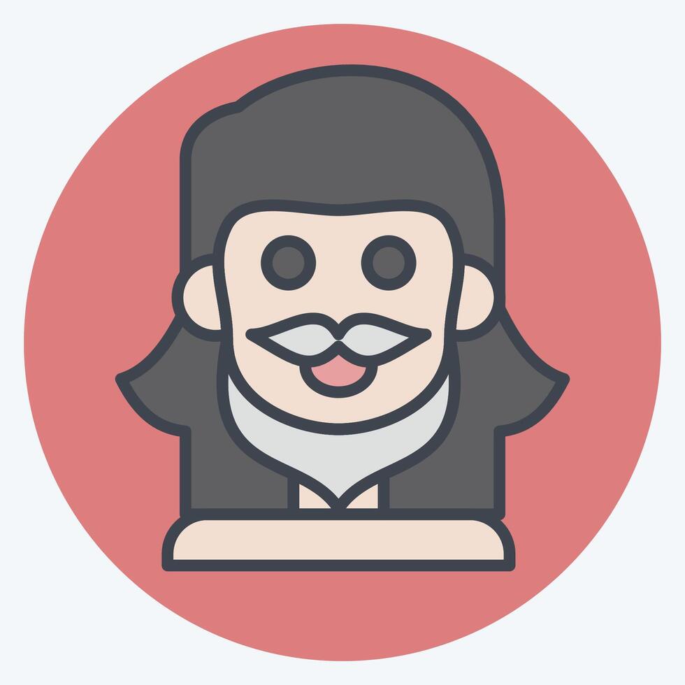 Icon Mustache. related to Hipster symbol. color mate style. simple design editable. simple illustration vector