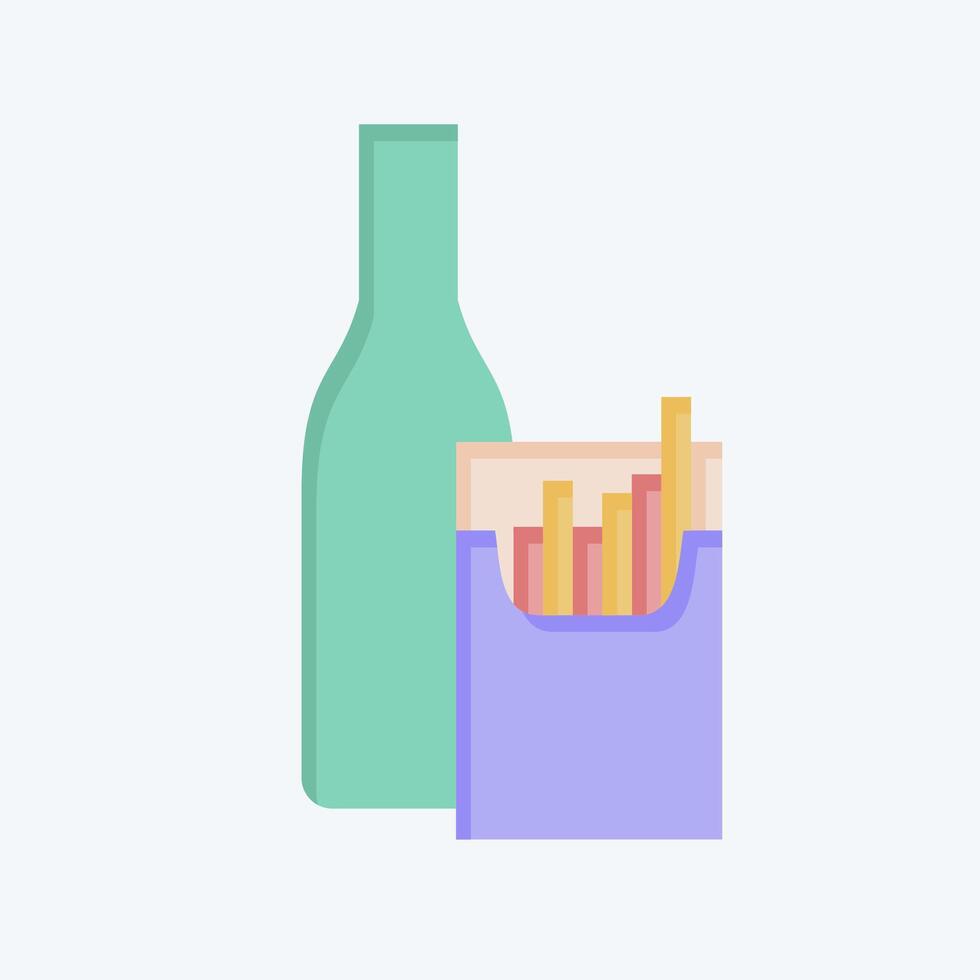 Icon Smoking Alcohol. related to Hepatologist symbol. flat style. simple design editable. simple illustration vector