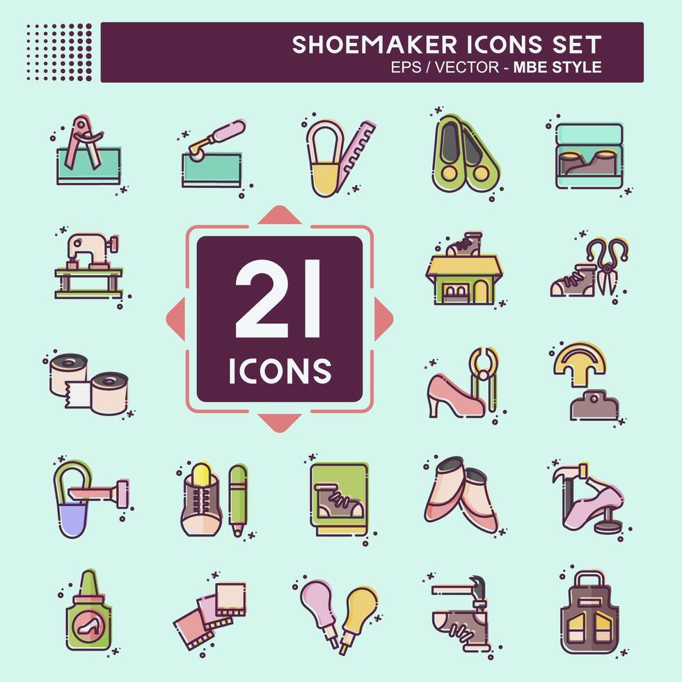Icon Set Shoemaker. related to Shoes symbol. MBE style. simple design editable. simple illustration vector