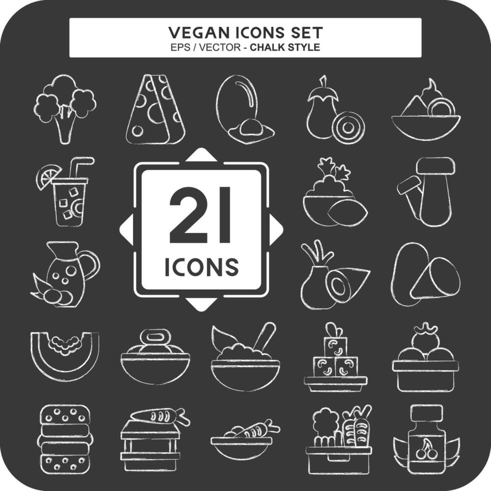 icono conjunto vegano. relacionado a vegetal símbolo. tiza estilo. sencillo diseño editable. sencillo ilustración vector