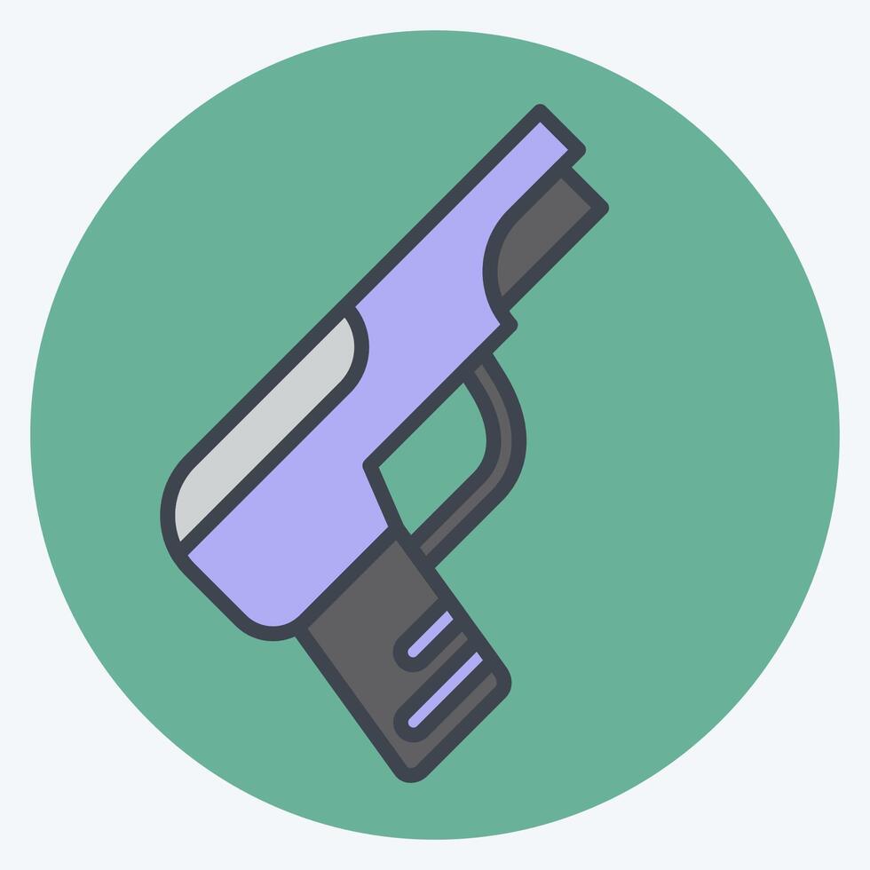 Icon Handgun. related to Weapons symbol. color mate style. simple design editable. simple illustration vector