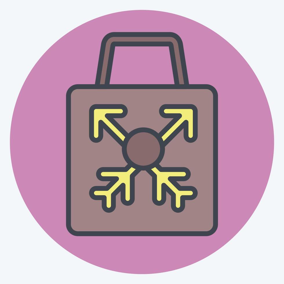 Icon Shopping Bag. related to Hipster symbol. color mate style. simple design editable. simple illustration vector