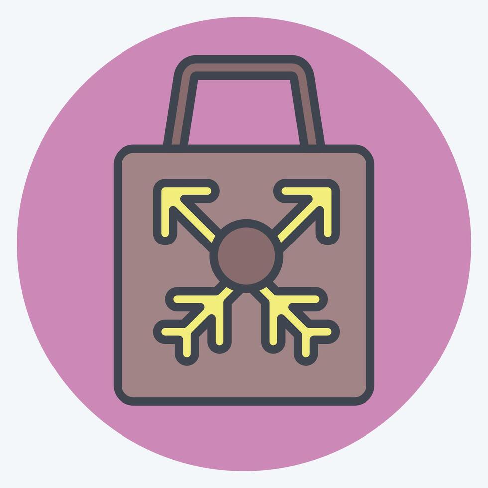 Icon Shopping Bag. related to Hipster symbol. color mate style. simple design editable. simple illustration vector