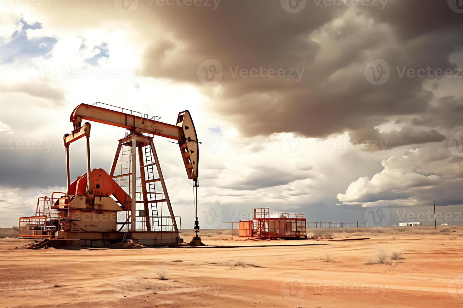 Petroleum drilling rig, offshore drilling rig during sunset photo