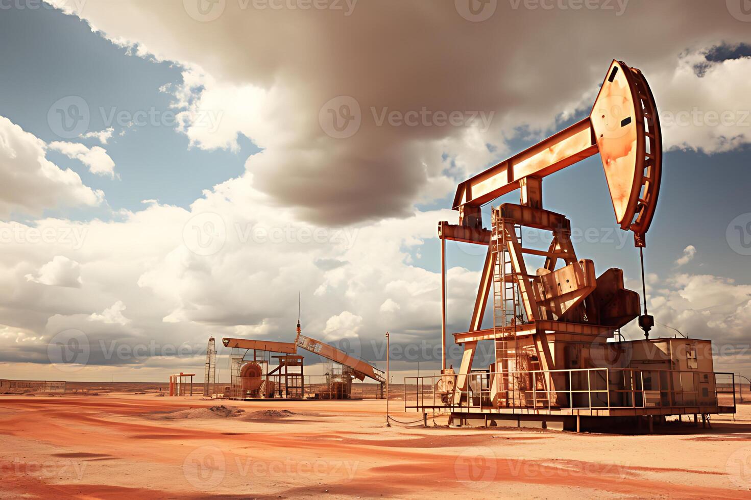 Petroleum drilling rig, offshore drilling rig during sunset photo