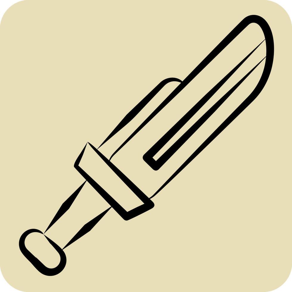 Icon Dagger. related to Weapons symbol. hand drawn style. simple design editable. simple illustration vector