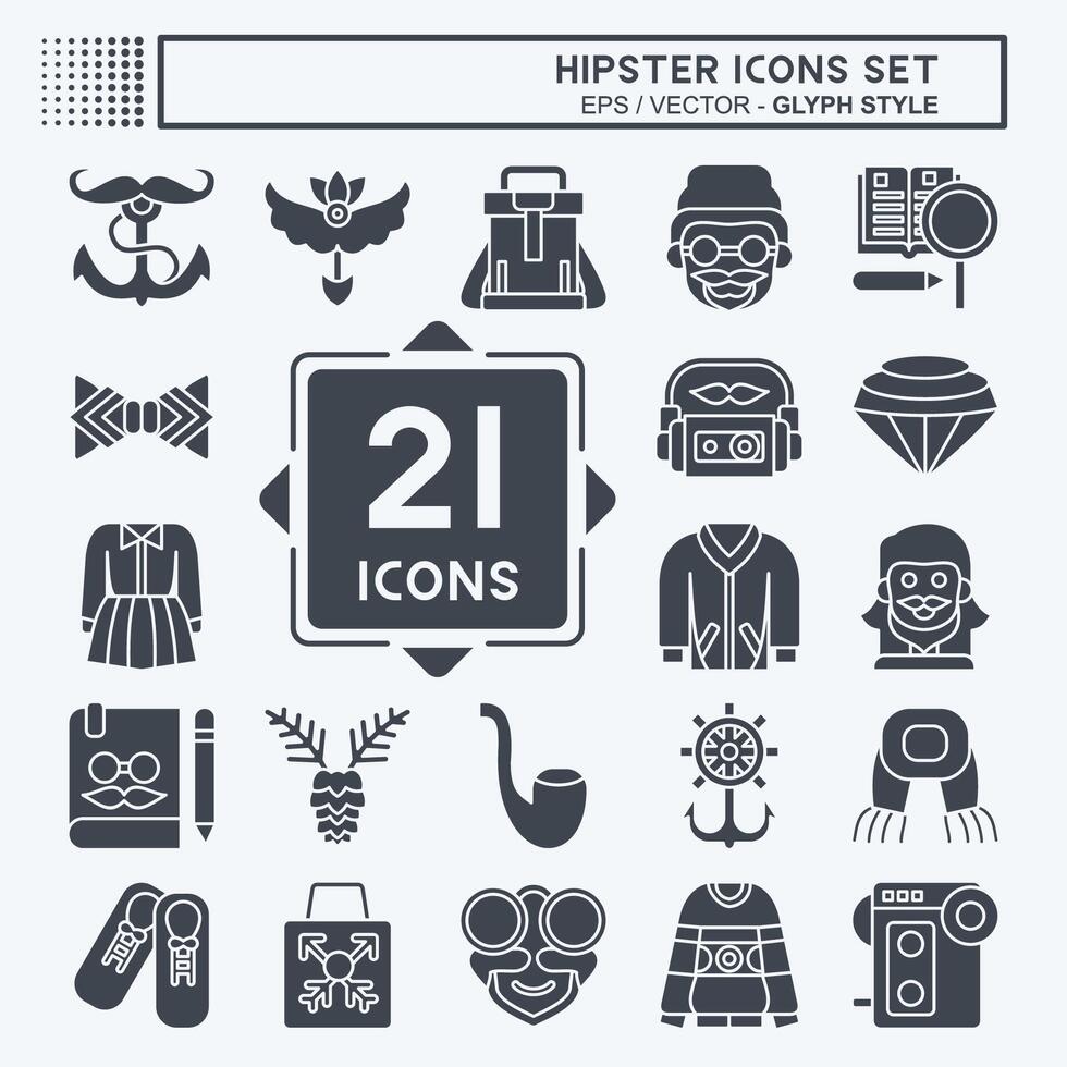 Icon Set Hipster. related to Holiday symbol. glyph style. simple design editable. simple illustration vector