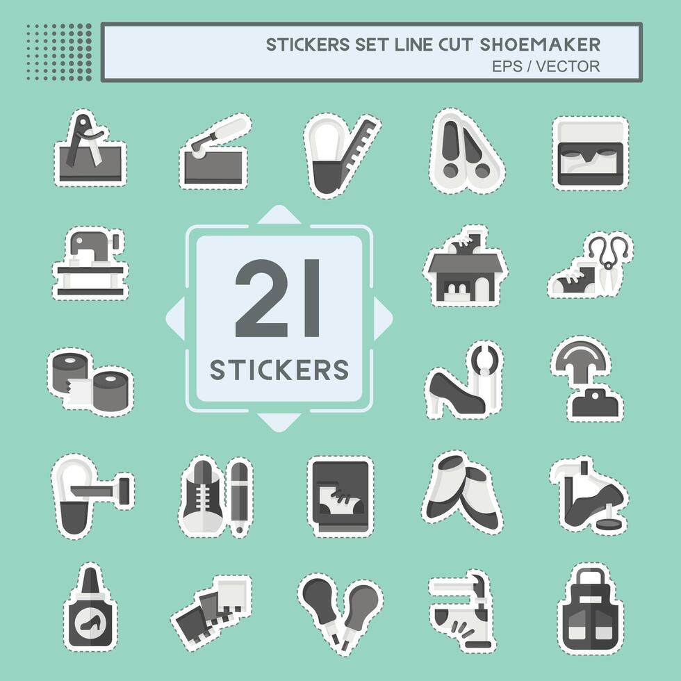 Sticker line cut Set Shoemaker. related to Shoes symbol. simple design editable. simple illustration vector
