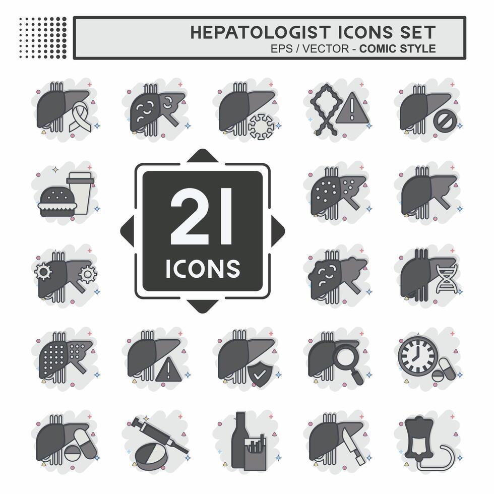 Icon Set Hepatologist. related to Health symbol. comic style. simple design editable. simple illustration vector