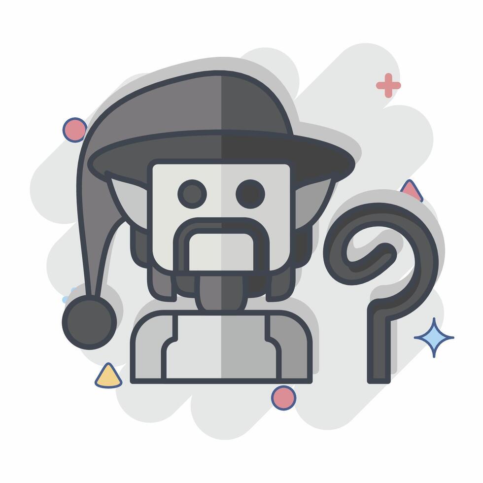 Icon Wizard. related to Medieval symbol. comic style. simple design editable. simple illustration vector