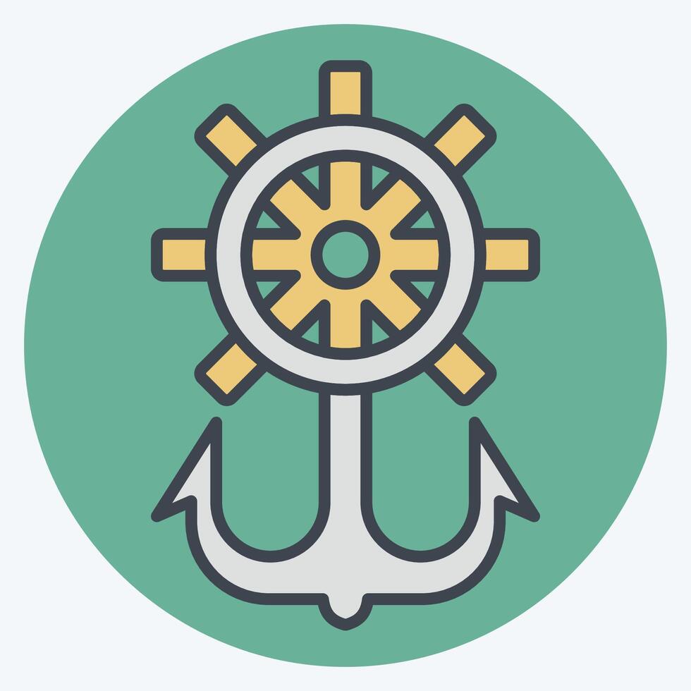 Icon Rudder. related to Hipster symbol. color mate style. simple design editable. simple illustration vector