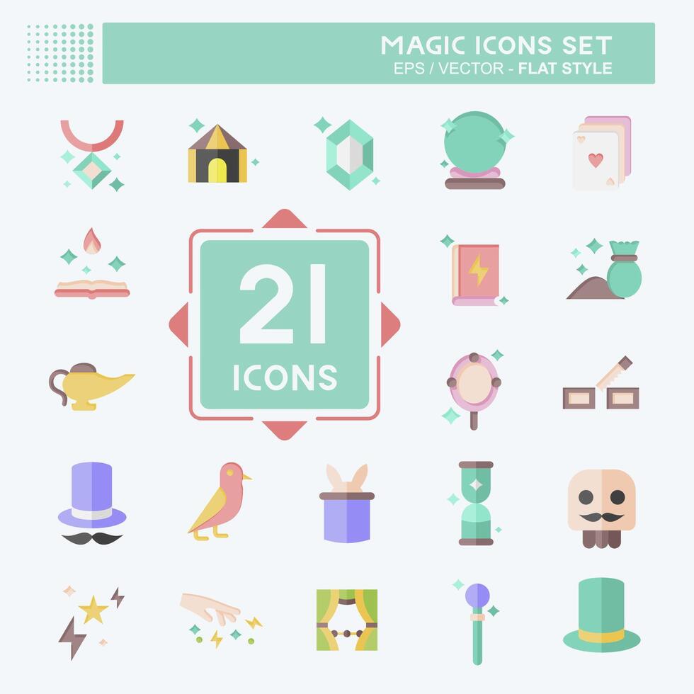 icono conjunto magia. relacionado a fiesta símbolo. plano estilo. sencillo diseño editable. sencillo ilustración vector