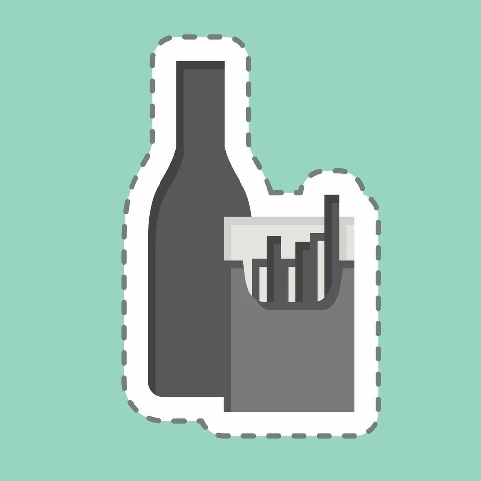 pegatina línea cortar de fumar alcohol. relacionado a hepatólogo símbolo. sencillo diseño editable. sencillo ilustración vector