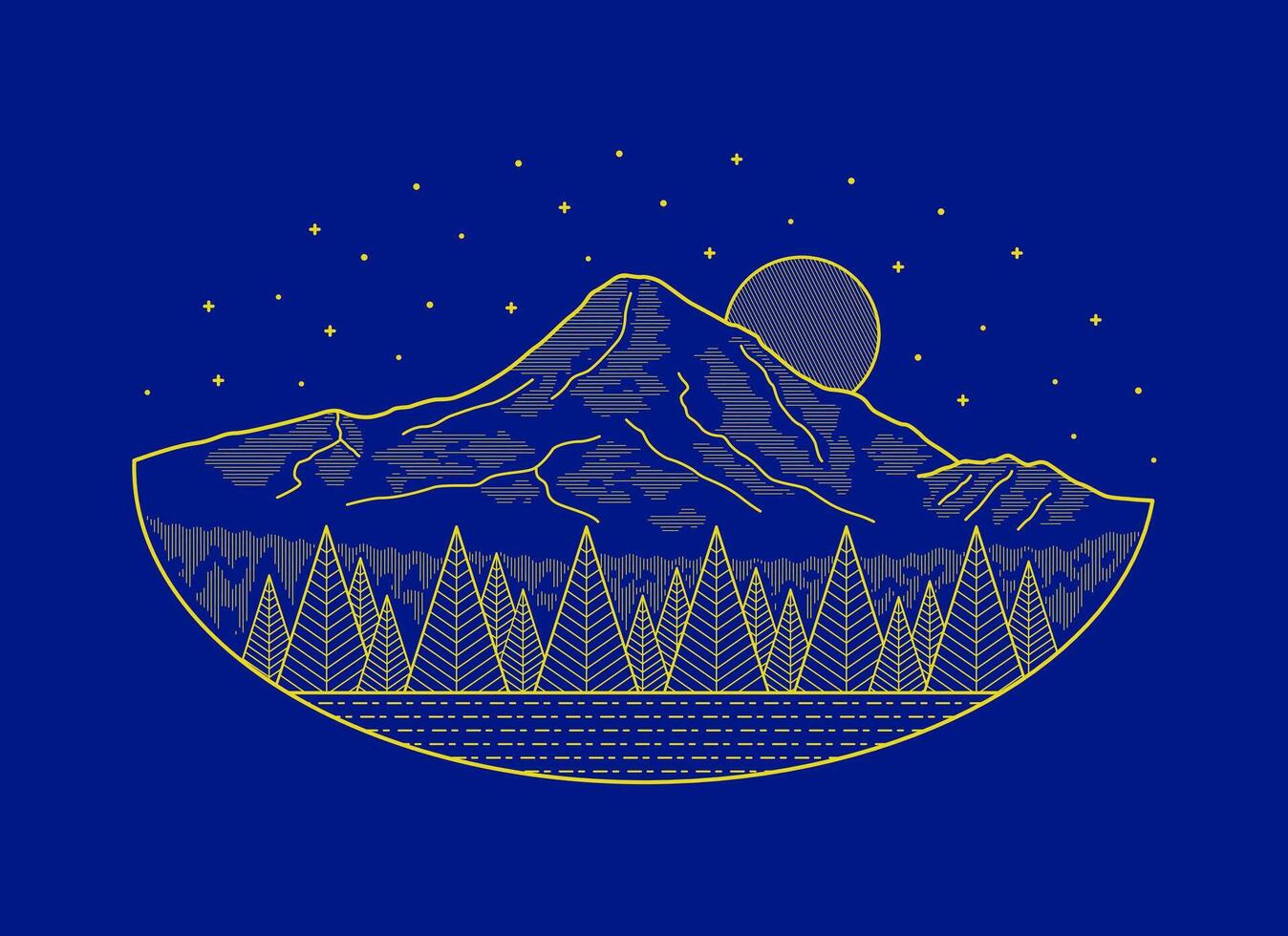 Mt Hood Oregon mono line vector illustration for t shirt patch badge design